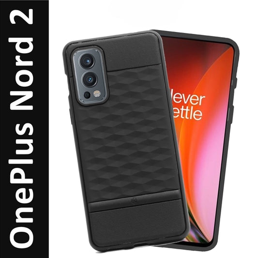VAKIBO Parallax Design Black Coloured Soft TPU Rubber Back Cover Case With Camera Protection Ring Suitable for OnePlus Nord 2