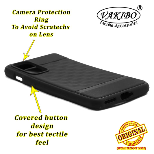 VAKIBO Parallax Design Black Coloured Soft TPU Rubber Back Cover Case With Camera Protection Ring Suitable for OnePlus Nord 2