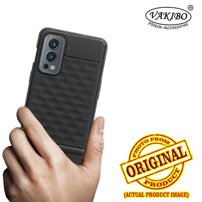 VAKIBO Parallax Design Black Coloured Soft TPU Rubber Back Cover Case With Camera Protection Ring Suitable for OnePlus Nord 2