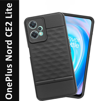 VAKIBO Parallax Design Black Coloured Soft TPU Rubber Back Cover Case With Camera Protection Ring Suitable for OnePlus Nord CE2 Lite