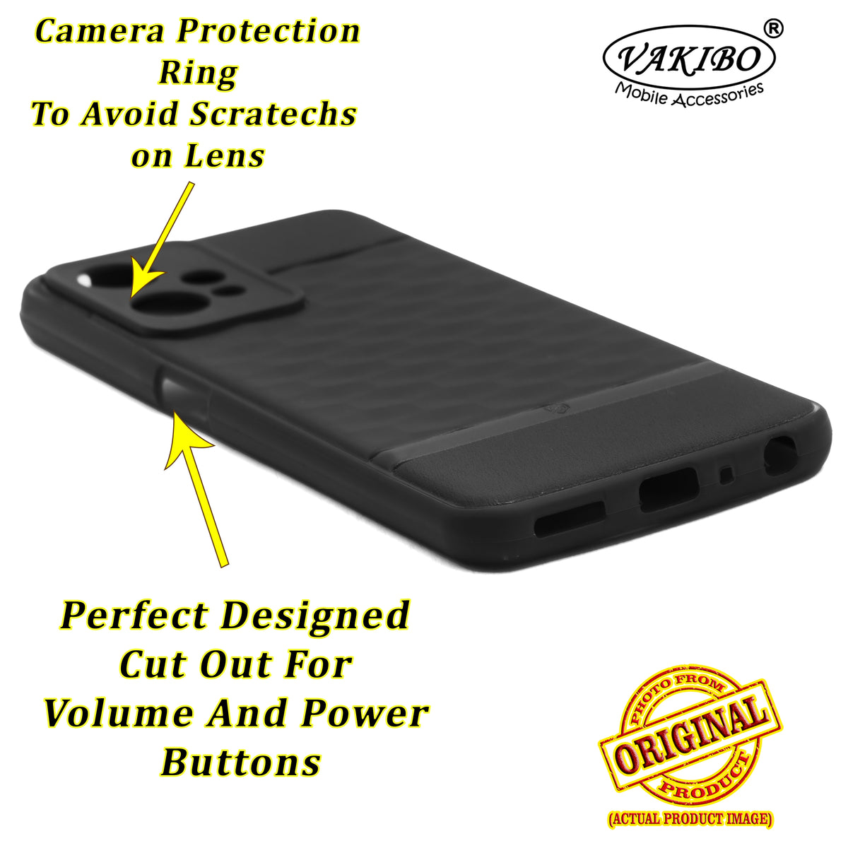 VAKIBO Parallax Design Black Coloured Soft TPU Rubber Back Cover Case With Camera Protection Ring Suitable for OnePlus Nord CE2 Lite