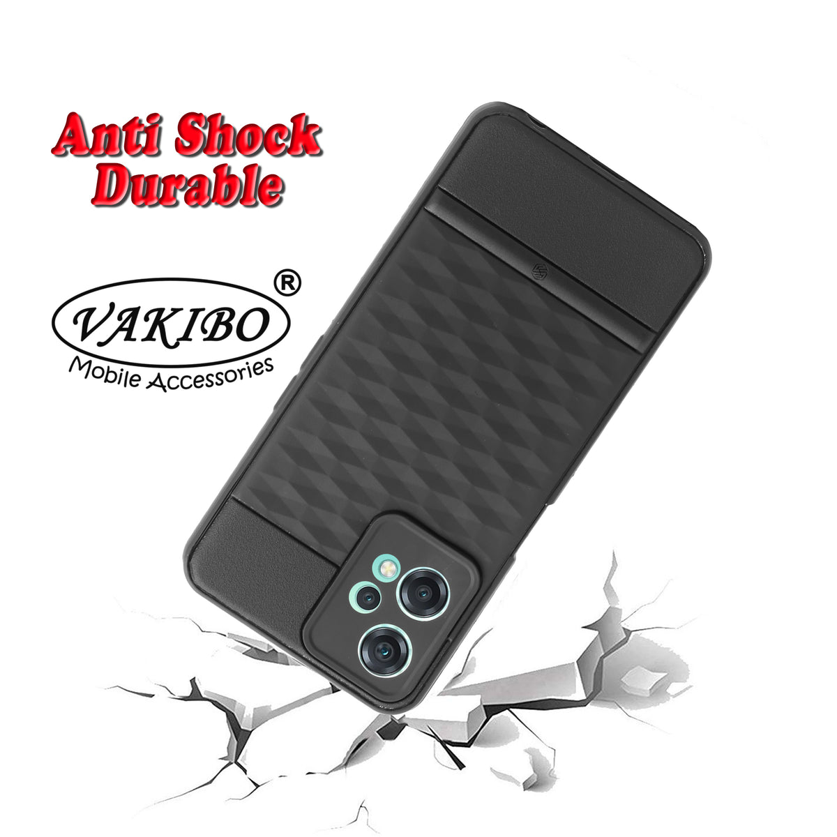 VAKIBO Parallax Design Black Coloured Soft TPU Rubber Back Cover Case With Camera Protection Ring Suitable for OnePlus Nord CE2 Lite