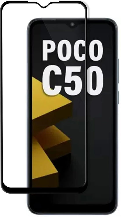 Super Premium Quality Tempered Glass Screen Guard Protector With Black Border Suitable For Mi Poco C50