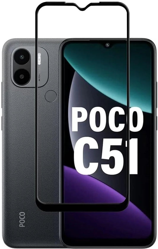 Super Premium Quality Tempered Glass Screen Guard Protector With Black Border Suitable For Mi Poco C51