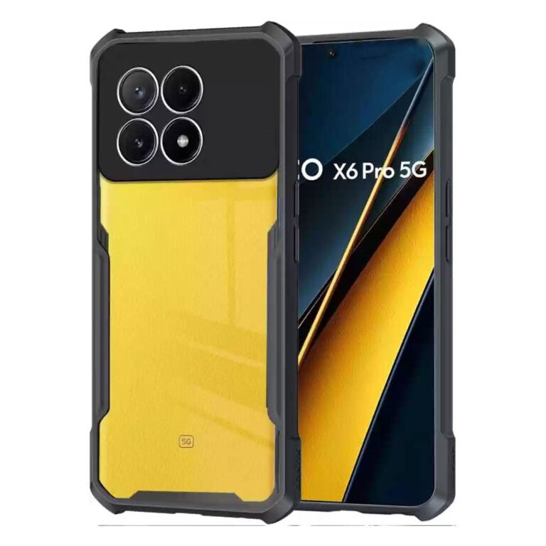VAKIBO Super Premium Black Border Transparent Case With Corner Protection & Camera Protection Suitable for Mi Poco X6 Pro