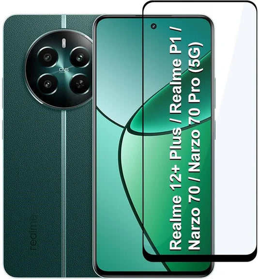 Super Premium Quality Tempered Glass Screen Guard Protector With Black Border Suitable For Realme P1