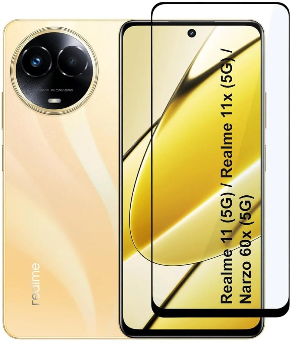 Super Premium Quality Tempered Glass Screen Guard Protector With Black Border Suitable For Realme C67 4G