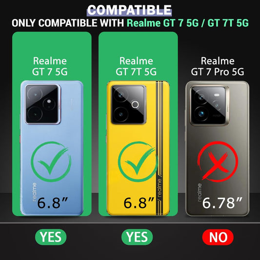 VAKIBO Best Selling Black and Transparent Coloured Made With Soft TPU and Acrylic Back Cover Case With 4 Corner and Camera Protection Suitable for Realme GT 7T