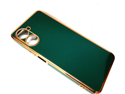 VAKIBO Golden Chrome Border Green Coloured Soft TPU Back Cover Case With Camera Protection Suitable for Realme 10 Pro