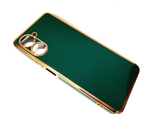 VAKIBO Golden Chrome Border Green Coloured Soft TPU Back Cover Case With Camera Protection Suitable for Realme 10 Pro