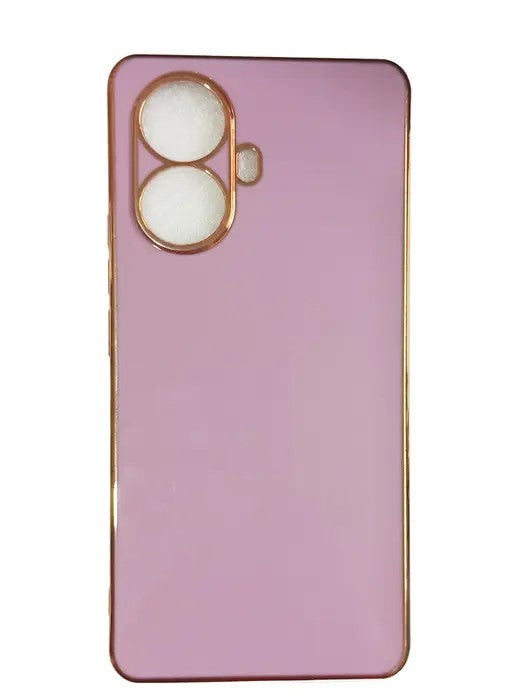 VAKIBO Golden Chrome Border Purple Coloured Soft TPU Back Cover Case With Camera Protection Suitable for Realme 10 Pro Plus