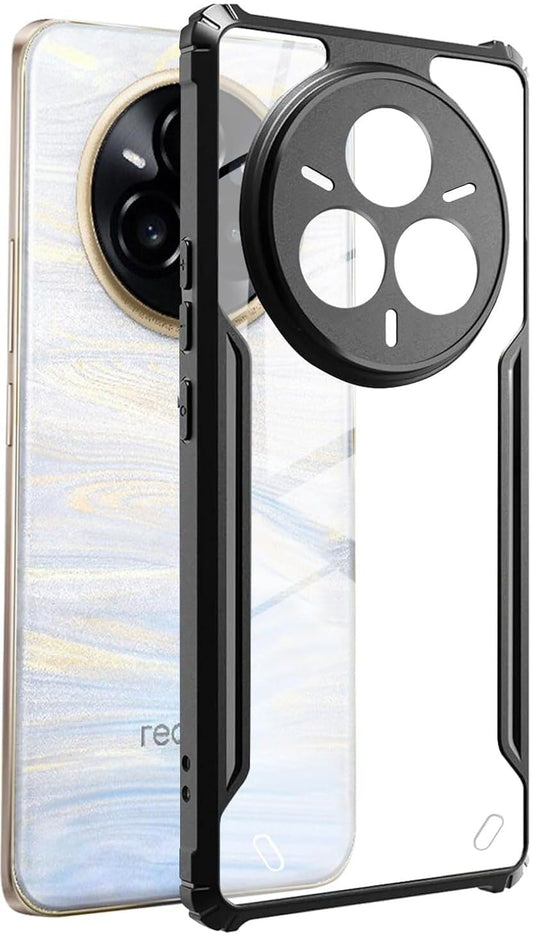 VAKIBO Best Selling Black and Transparent Back Cover Case Made With Soft TPU and Acrylic With 4 Corner and Camera Protection Suitable for Realme 14 Pro Plus