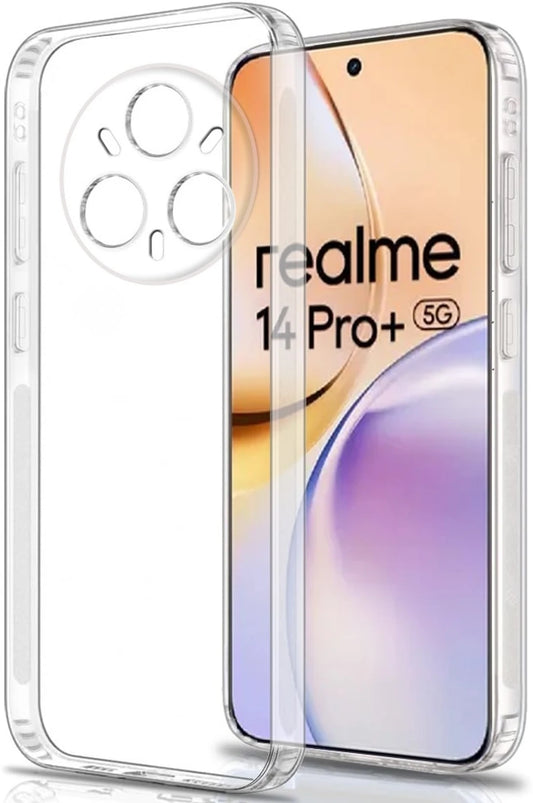 VAKIBO Premium Clear 1.5MM Thick Transparent Soft TPU Rubber Back Cover Case With Camera Protection Suitable for Realme 14 Pro