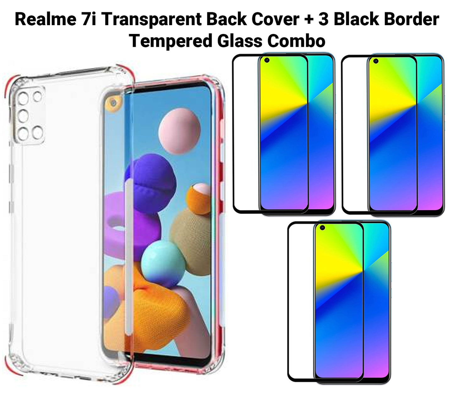 VAKIBO Super Premium Soft TPU Transparent Case With Dustplug,Side Grip,Corner Protection,lanyard Cuts,Camera Protection Suitable for Realme 7i