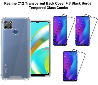 VAKIBO Super Premium Soft TPU Transparent Case With Dustplug,Side Grip,Corner Protection,lanyard Cuts,Camera Protection Suitable for Realme C12