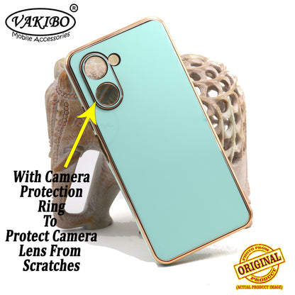VAKIBO Golden Chrome Border Pista Coloured Soft TPU Back Cover Case With Camera Protection Suitable for Realme C33