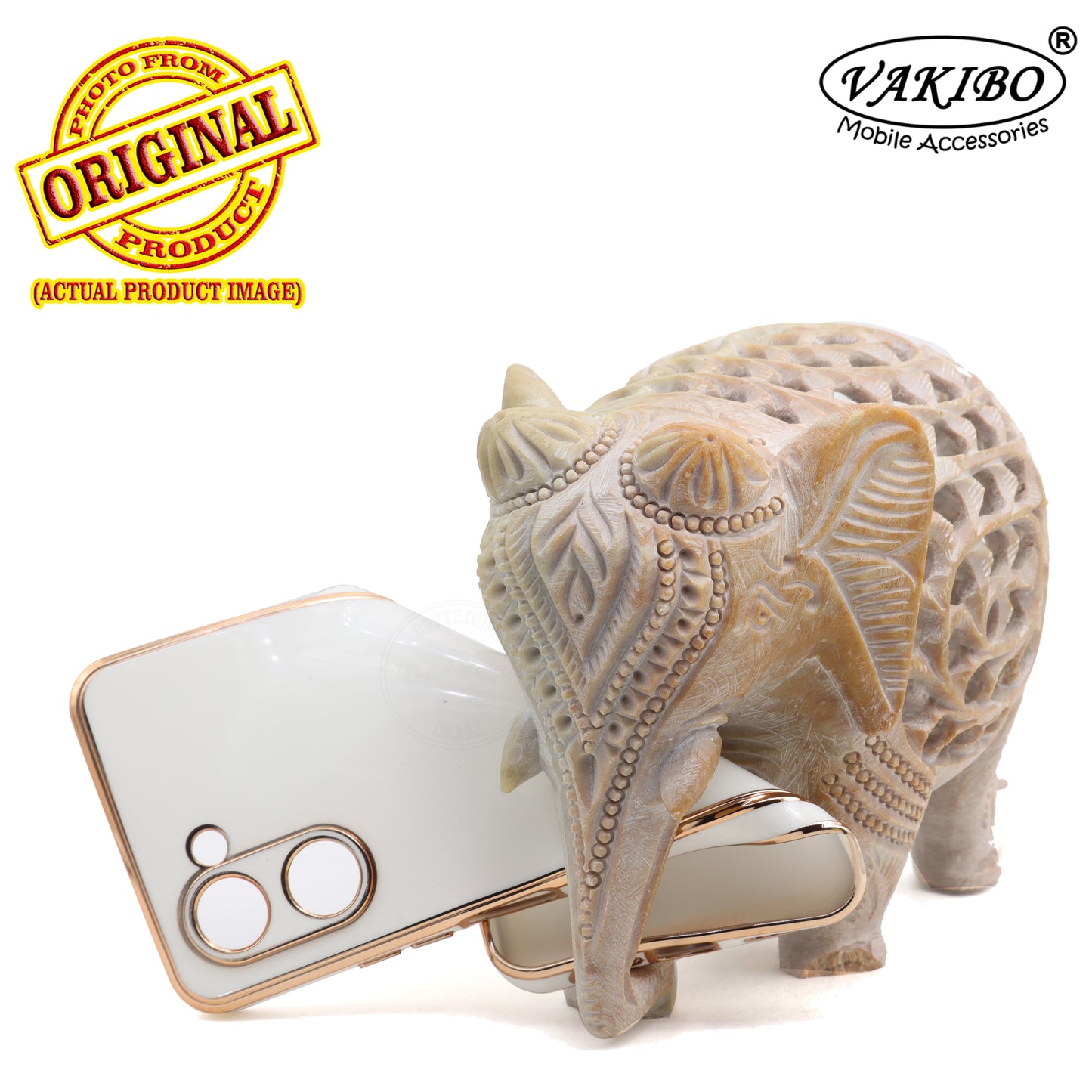 VAKIBO Golden Chrome Border White Coloured Soft TPU Back Cover Case With Camera Protection Suitable for Realme C33