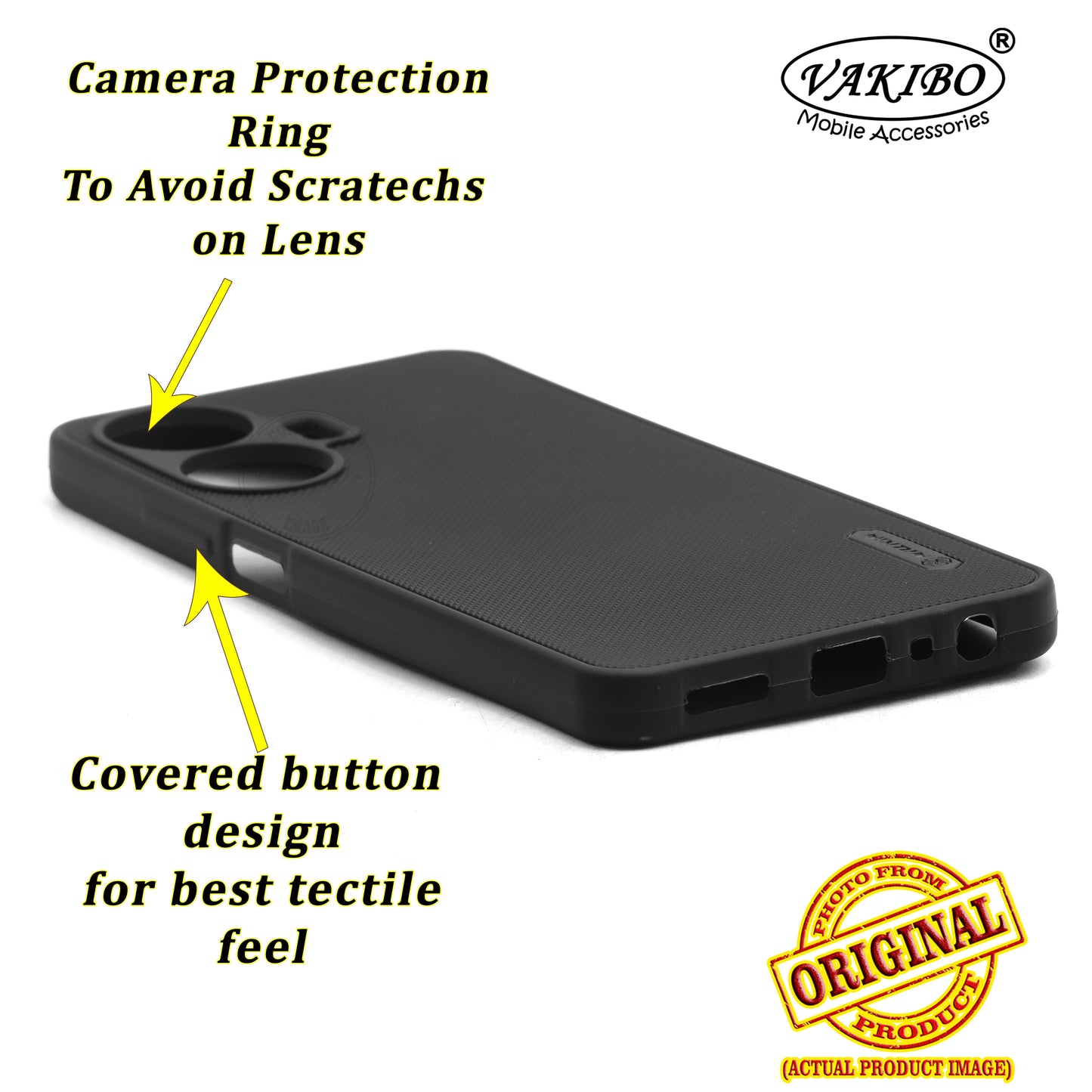 VAKIBO Niukin Dotted Black Coloured Made with Silicon Rubber TPU Back Cover Case Suitable for Realme C55