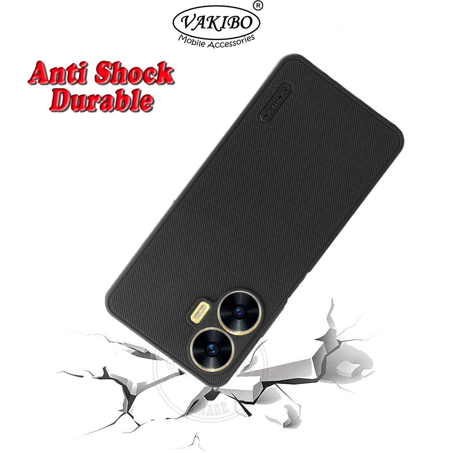 VAKIBO Niukin Dotted Black Coloured Made with Silicon Rubber TPU Back Cover Case Suitable for Realme Narzo N55