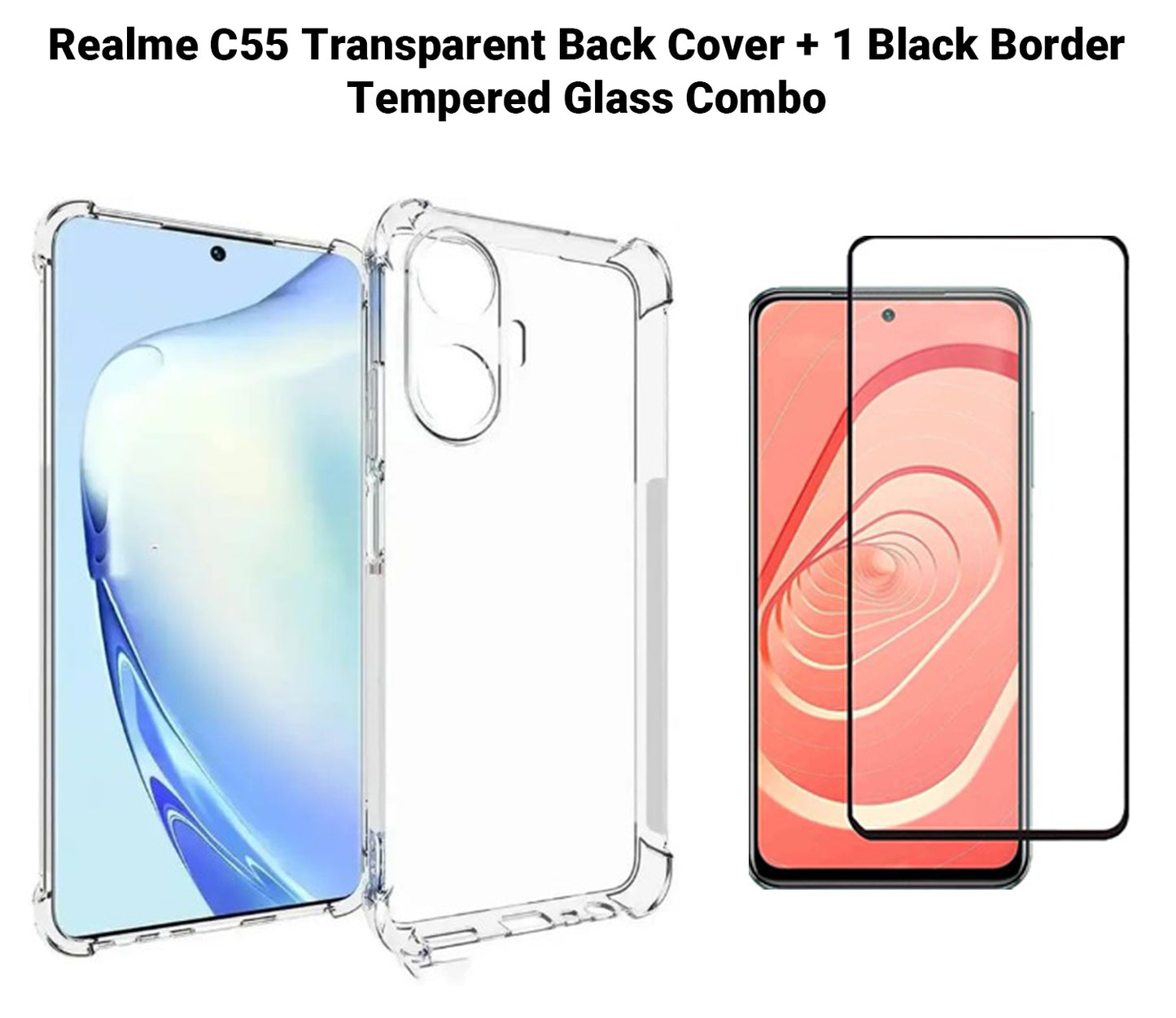 VAKIBO Premium Clear 1.5MM Thick Transparent Soft TPU Rubber Back Cover Case With Camera Protection Suitable for Realme C55