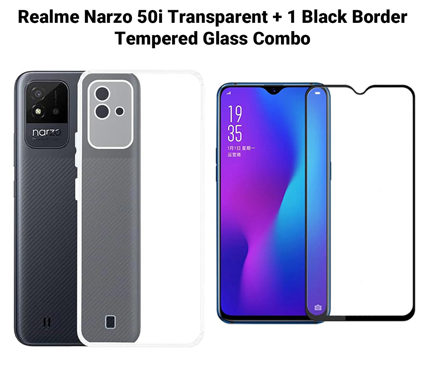 VAKIBO Super Premium Soft TPU Transparent Case With Dustplug,Side Grip,Corner Protection,lanyard Cuts,Camera Protection Suitable for Realme Narzo 50i
