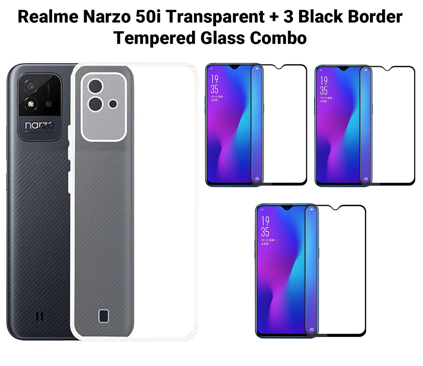 VAKIBO Super Premium Soft TPU Transparent Case With Dustplug,Side Grip,Corner Protection,lanyard Cuts,Camera Protection Suitable for Realme Narzo 50i