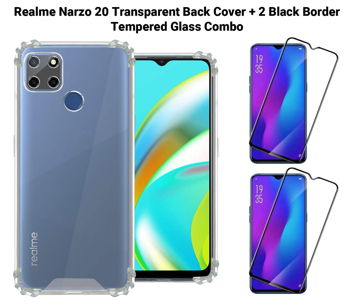 VAKIBO Super Premium Soft TPU Transparent Case With Dustplug,Side Grip,Corner Protection,lanyard Cuts,Camera Protection Suitable for Realme Narzo 20