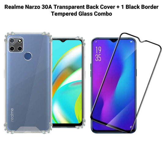 VAKIBO Super Premium Soft TPU Transparent Case With Dustplug,Side Grip,Corner Protection,lanyard Cuts,Camera Protection Suitable for Realme Narzo 30A