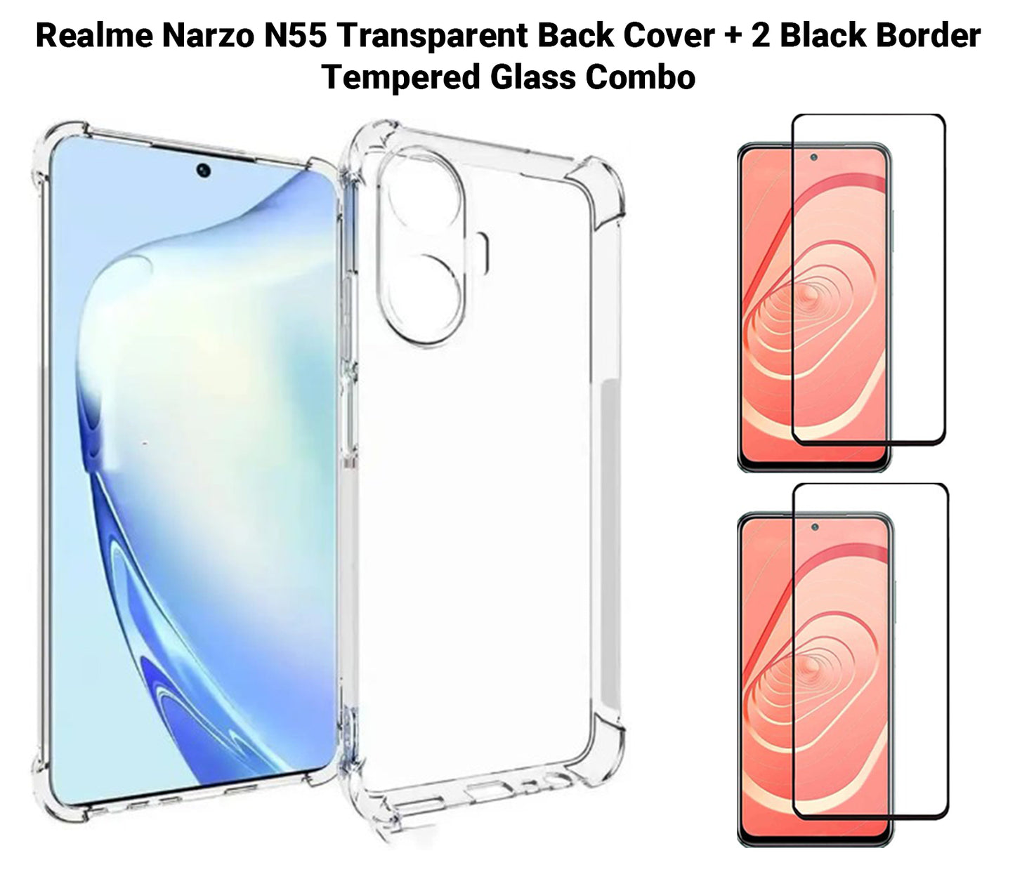 VAKIBO Premium Clear 1.5MM Thick Transparent Soft TPU Rubber Back Cover Case With Camera Protection Suitable for Realme Narzo N55