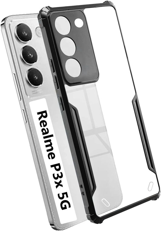 VAKIBO Best Selling Black and Transparent Back Cover Case Made With Soft TPU and Acrylic With 4 Corner and Camera Protection Suitable for Realme P3x