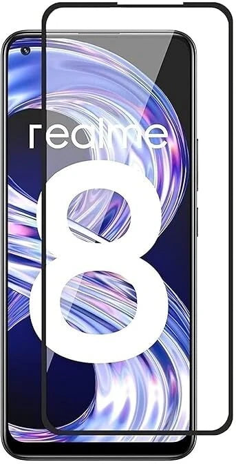 Super Premium Quality Tempered Glass Screen Guard Protector With Black Border Suitable For Realme 8