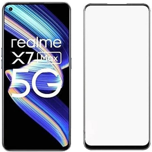 Super Premium Quality Tempered Glass Screen Guard Protector With Black Border Suitable For Realme X7 Max
