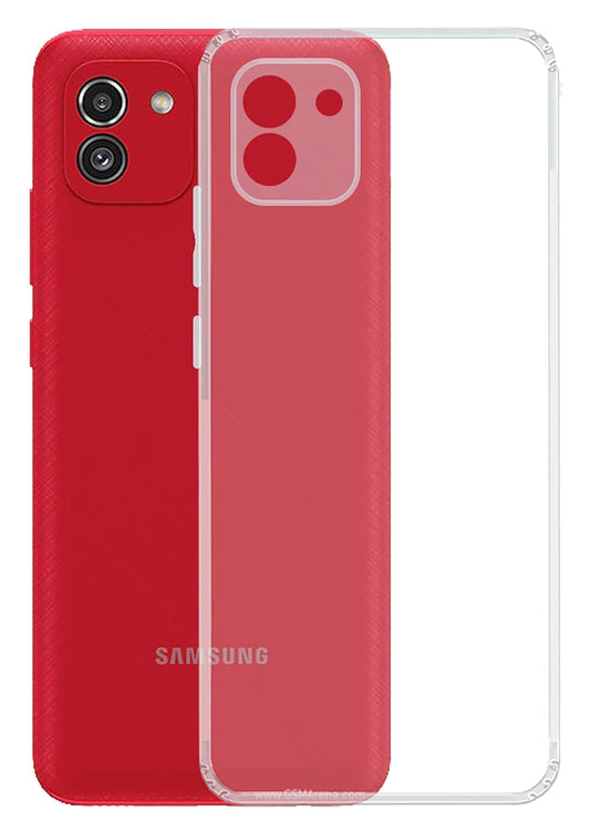 VAKIBO Premium Clear 1.5MM Thick Transparent Soft TPU Rubber Back Cover Case With Camera Protection Suitable for Samsung Galaxy A03