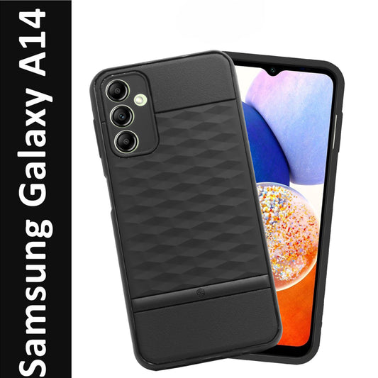 VAKIBO Parallax Design Black Coloured Soft TPU Rubber Back Cover Case With Camera Protection Ring Suitable for Samsung Galaxy A14 4G