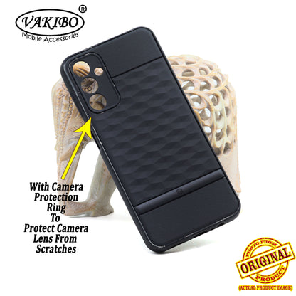 VAKIBO Parallax Design Black Coloured Soft TPU Rubber Back Cover Case With Camera Protection Ring Suitable for Samsung Galaxy A14