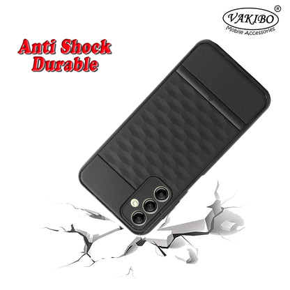 VAKIBO Parallax Design Black Coloured Soft TPU Rubber Back Cover Case With Camera Protection Ring Suitable for Samsung Galaxy A14