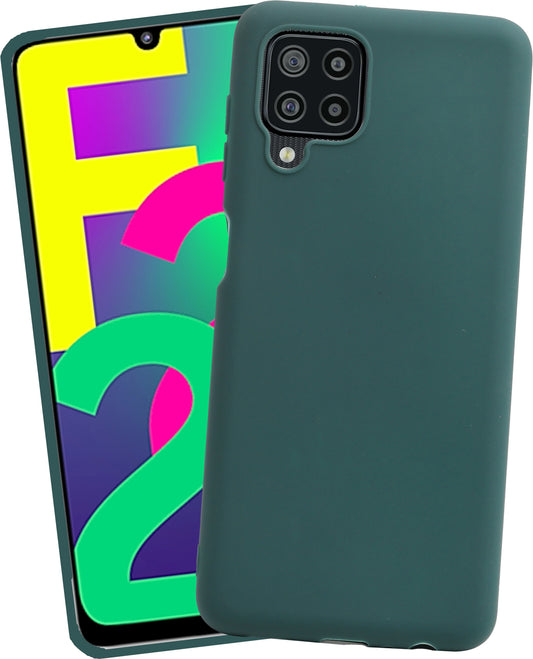 VAKIBO 1.2 MM Thick Green Coloured Soft TPU Rubber Back Cover Case With Camera Protection Ring Suitable for Samsung Galaxy A22 4G