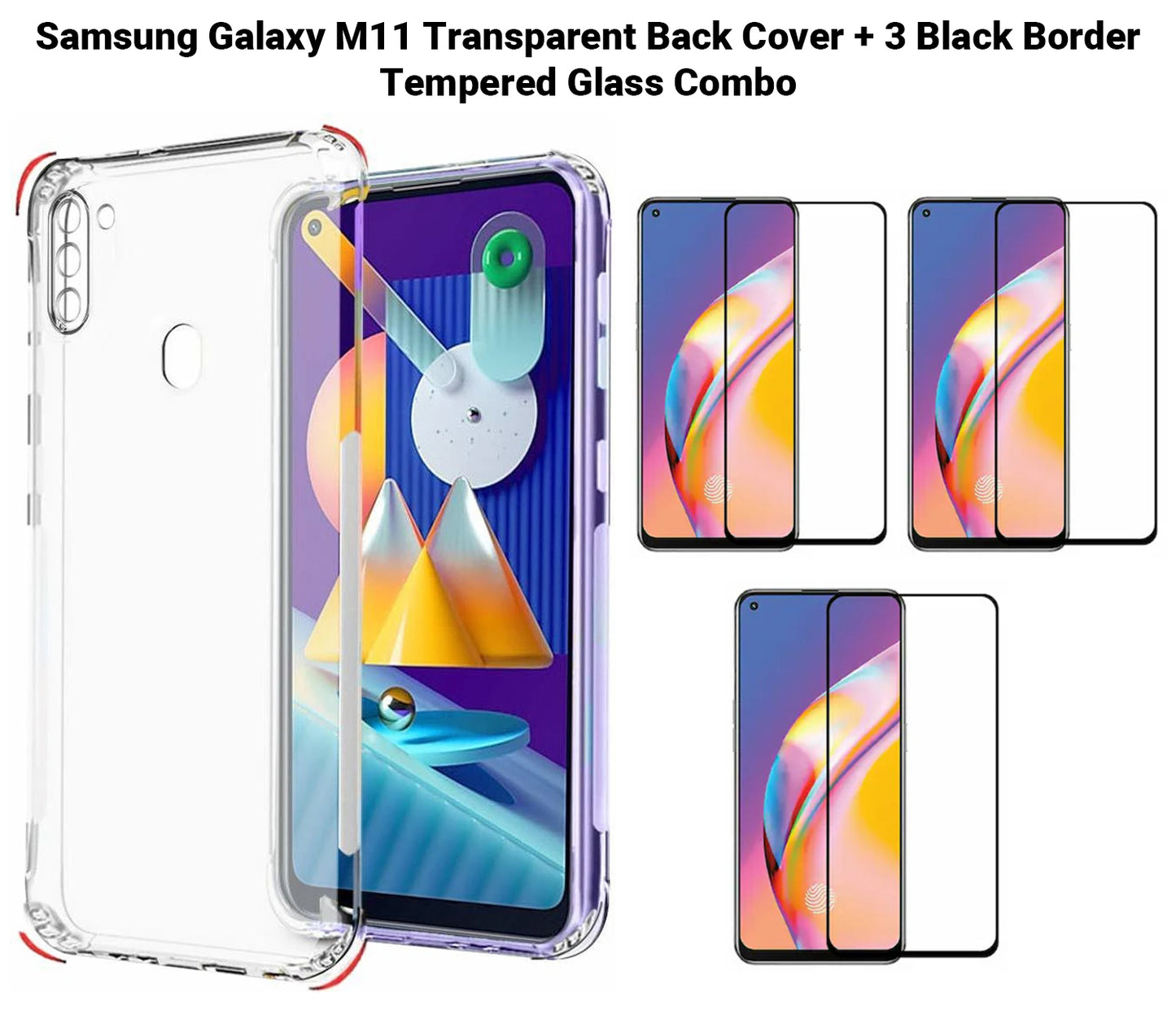 VAKIBO Super Premium Soft TPU Transparent Case With Dustplug,Side Grip,Corner Protection,lanyard Cuts,Camera Protection Suitable for Samsung M11