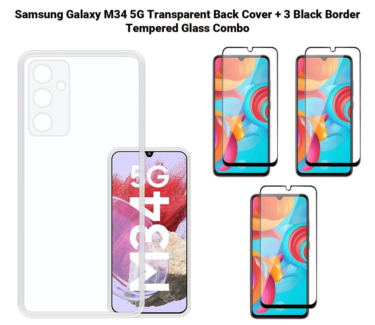 VAKIBO Premium Clear 1.5MM Thick Transparent Soft TPU Rubber Back Cover Case With Camera Protection Suitable for Samsung M34 5G