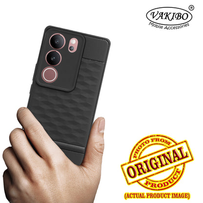 VAKIBO Parallax Design Black Coloured Soft TPU Rubber Back Cover Case With Camera Protection Ring Suitable for Vivo V29