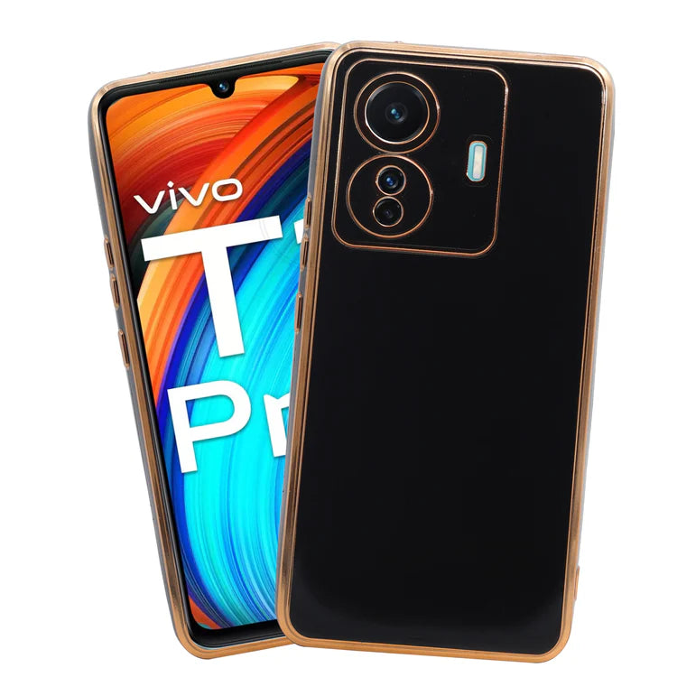 VAKIBO Golden Chrome Border Black Coloured Soft TPU Back Cover Case With Camera Protection Suitable for Iqoo Z6 pro