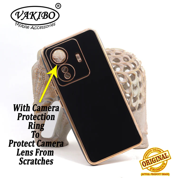 VAKIBO Golden Chrome Border Black Coloured Soft TPU Back Cover Case With Camera Protection Suitable for Iqoo Z6 pro