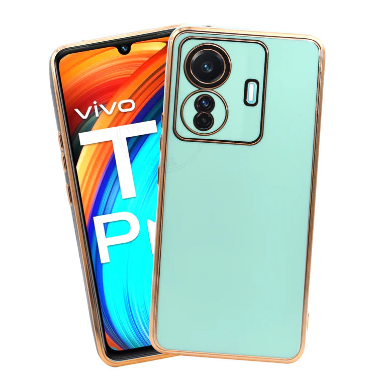 VAKIBO Golden Chrome Border Pista Coloured Soft TPU Back Cover Case With Camera Protection Suitable for Iqoo Z6 Pro