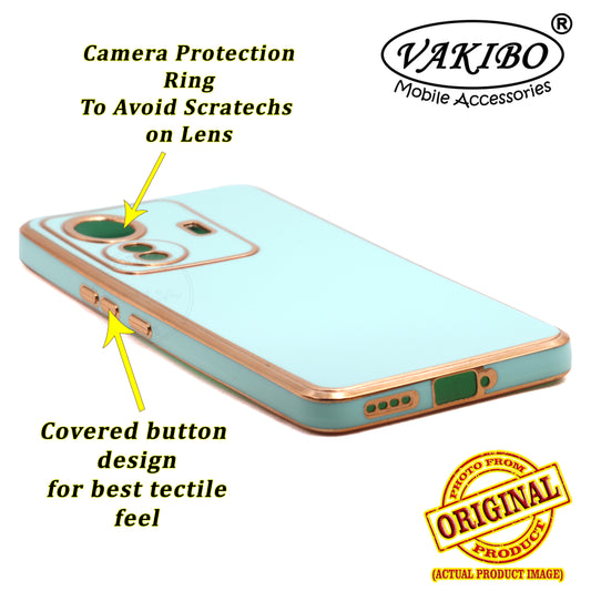 VAKIBO Golden Chrome Border Pista Coloured Soft TPU Back Cover Case With Camera Protection Suitable for Vivo T1 Pro