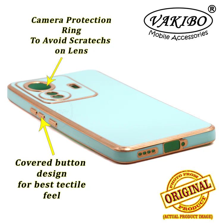 VAKIBO Golden Chrome Border Pista Coloured Soft TPU Back Cover Case With Camera Protection Suitable for Iqoo Z6 Pro
