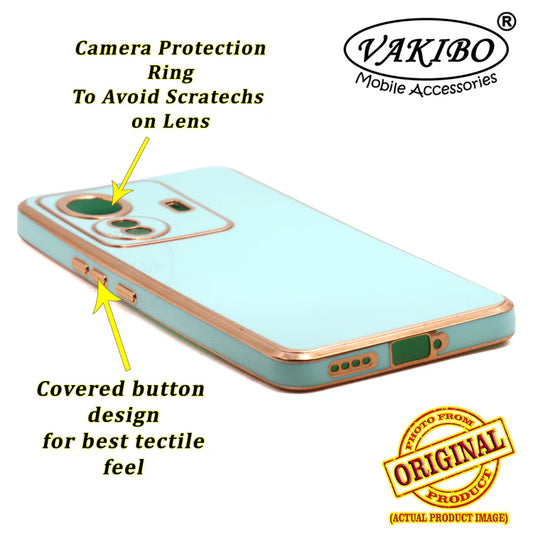 VAKIBO Golden Chrome Border Pista Coloured Soft TPU Back Cover Case With Camera Protection Suitable for Iqoo Z6 Pro