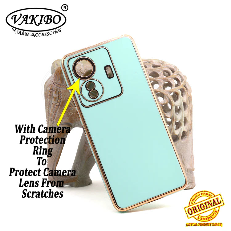 VAKIBO Golden Chrome Border Pista Coloured Soft TPU Back Cover Case With Camera Protection Suitable for Iqoo Z6 Pro