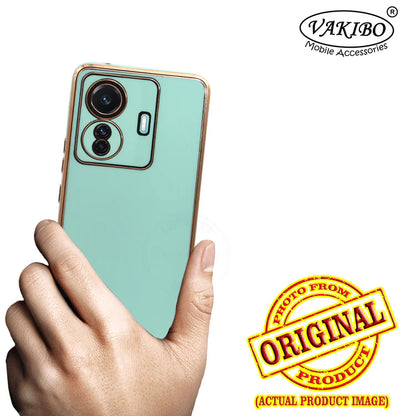 VAKIBO Golden Chrome Border Pista Coloured Soft TPU Back Cover Case With Camera Protection Suitable for Iqoo Z6 Pro