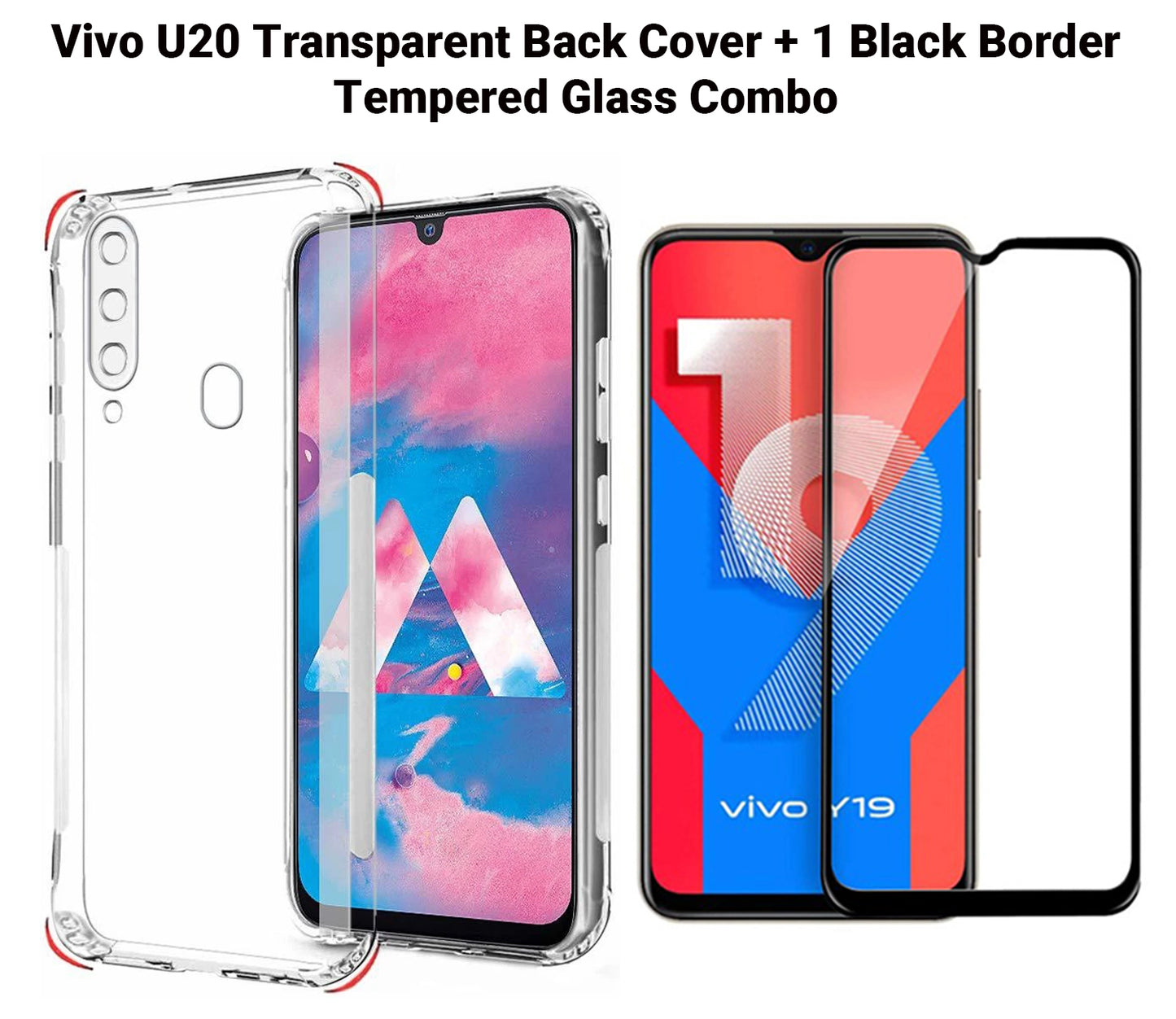 VAKIBO Super Premium Soft TPU Transparent Case With Dustplug,Side Grip,Corner Protection,lanyard Cuts,Camera Protection Suitable for Vivo U20