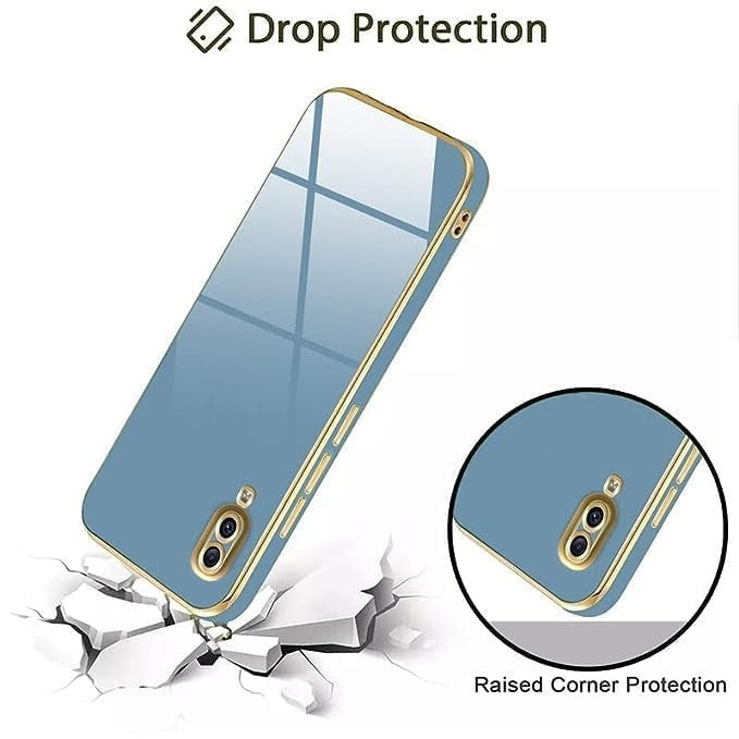 VAKIBO Golden Chrome Border Steel Blue Coloured Soft TPU Back Cover Case With Camera Protection Suitable for Vivo V11Pro